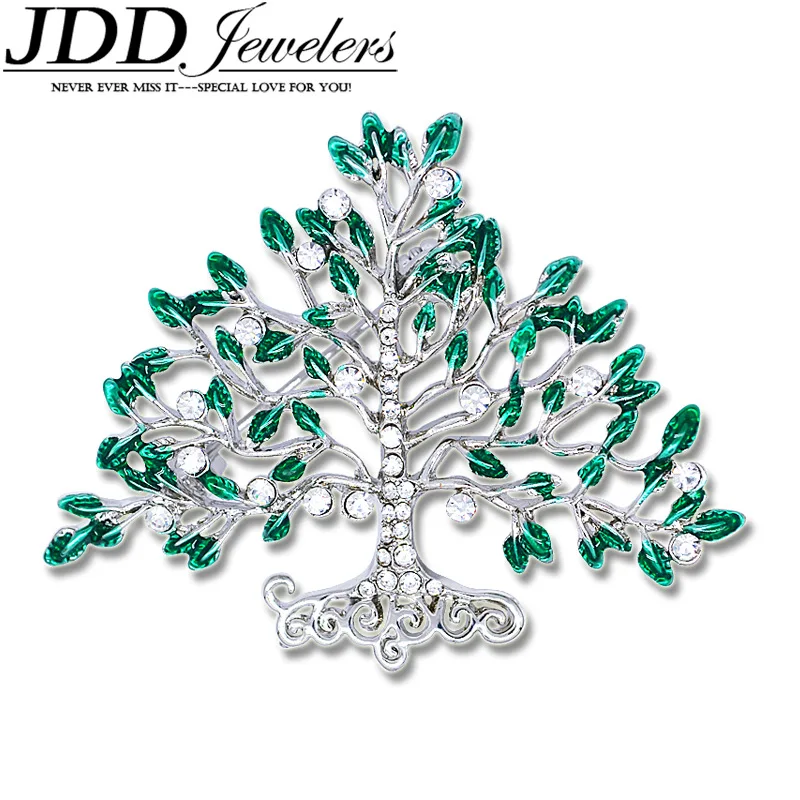 

2017 Fashion Rhinestone Christmas Tree branch Brooches Corsage High Quality Pin Cape Buckle For Christmas Gift Red Blue
