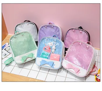 

by dhl or ems 50pcs Summer trendy Candy Color PVC Transparent Bowknot Backpack Flower Zipper Women Clear Daily Backpack