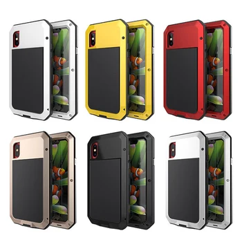 

50pcs Armor Metal Defender Case For iPhone XS Max XR X 8 7 6S Plus Aluminum Silicone+PC Heavy Duty Shockproof Protection Cover