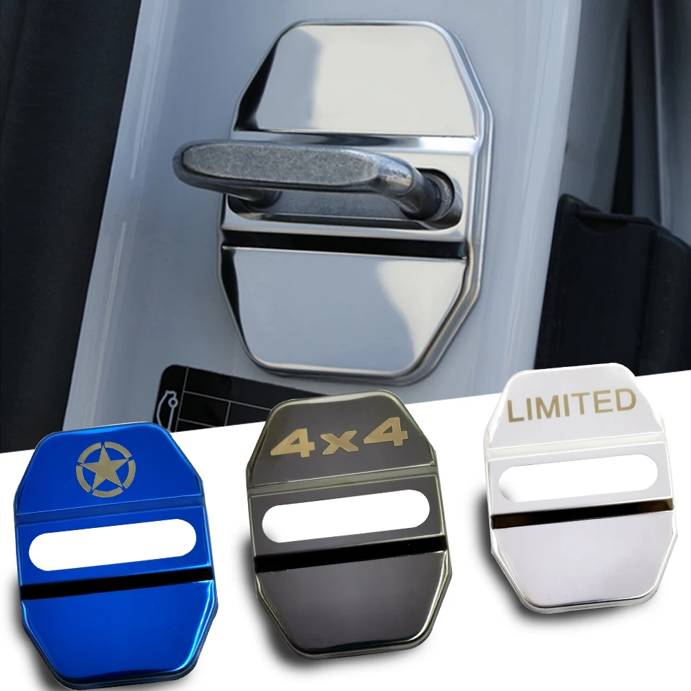

FLYJ 4PCS Car Door Lock Car sticker cover protector For Jeep Renegade Compass Patriot Cherokee Wrangler Grand Cherokee SRT