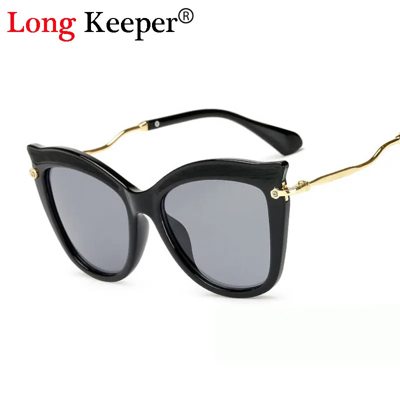 Long Keeper Brand Cat Eye Women Men Sunglasses Personality Alloy Frame