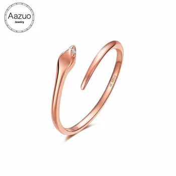 

Aazuo100% 18K Rose Gold Real Diamond IJ Si Mirco Paved Mini Snake Ring for Woman Charm Jewelry Fashion Love Gift tiny thin Au750