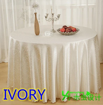 

Ivory colour jacquard round wedding table linens damask pattern table cover for wedding round tables decoration wholesale