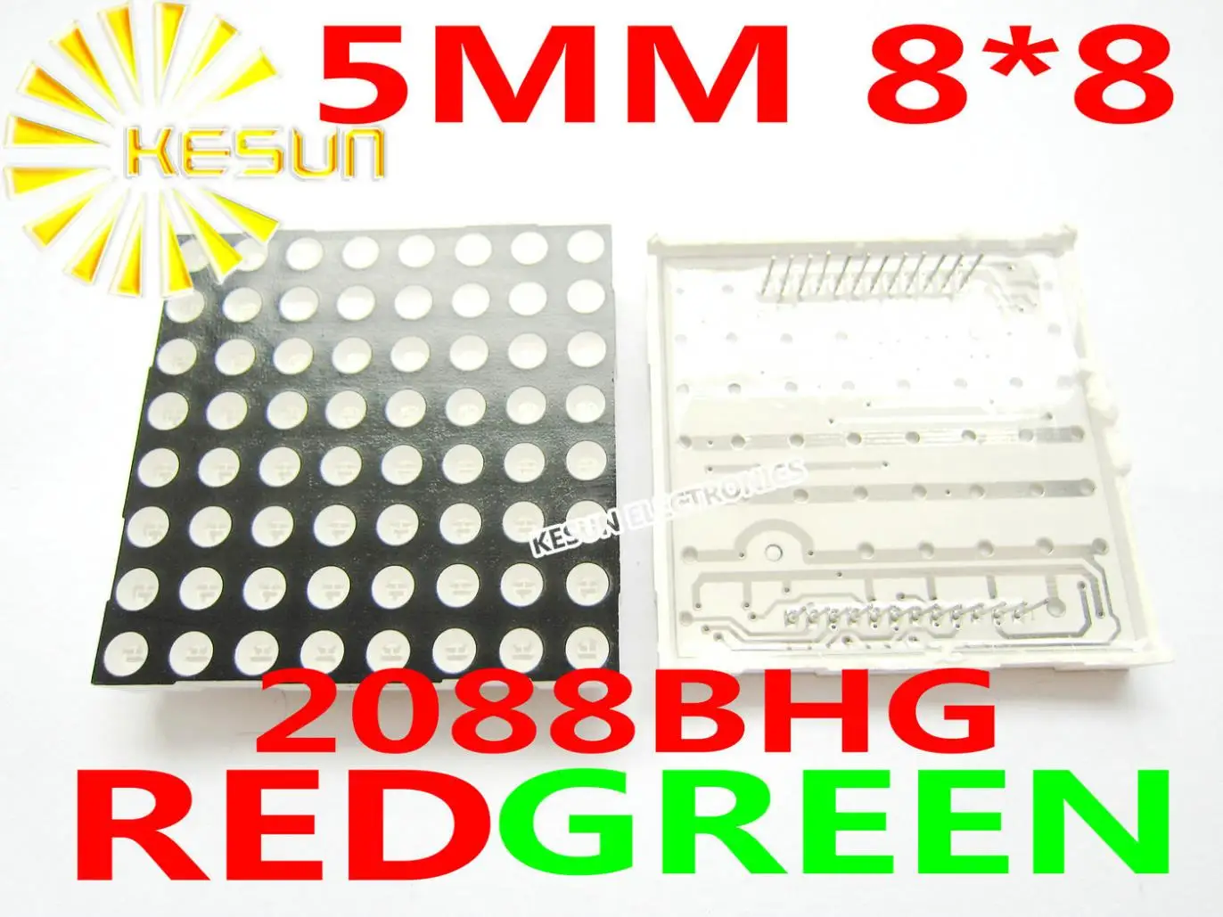 FREE SHIPPING 5PCS 5MM 8X8 Red Green bi-color Common Anode 60*60 LED Dot Matrix Digital Tube Module 2088BHG LED Display Module photo
