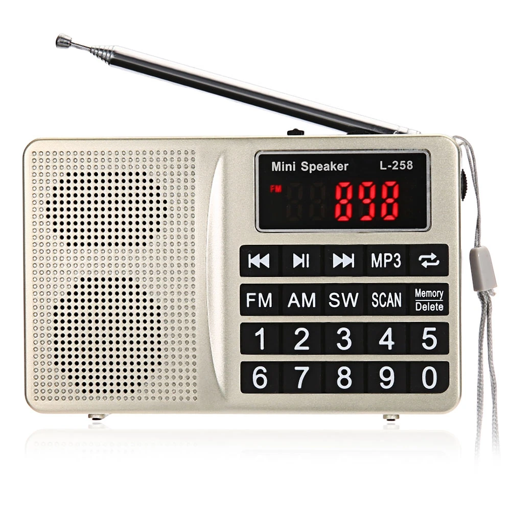 Портативный Мини L 258 FM/AM/SW Многополосный Радио Спикер Mp3 плеер ЖК Дисплей