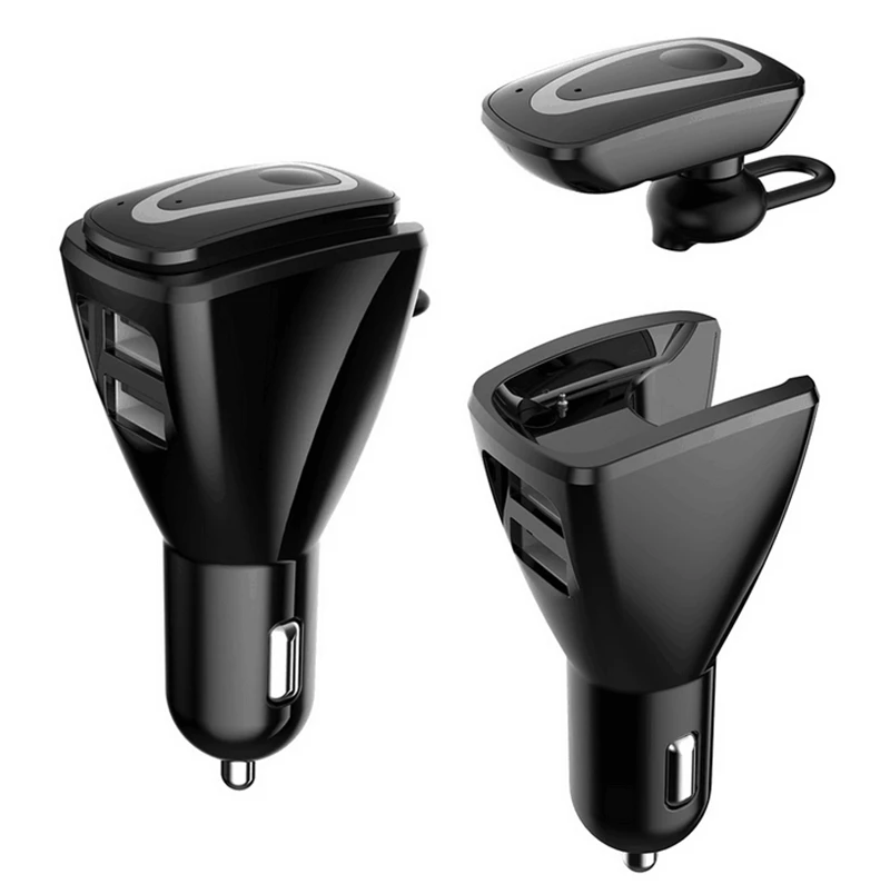 2 In 1 Dual USB Car Charger Car Stereo Wireless bluetooth Headset