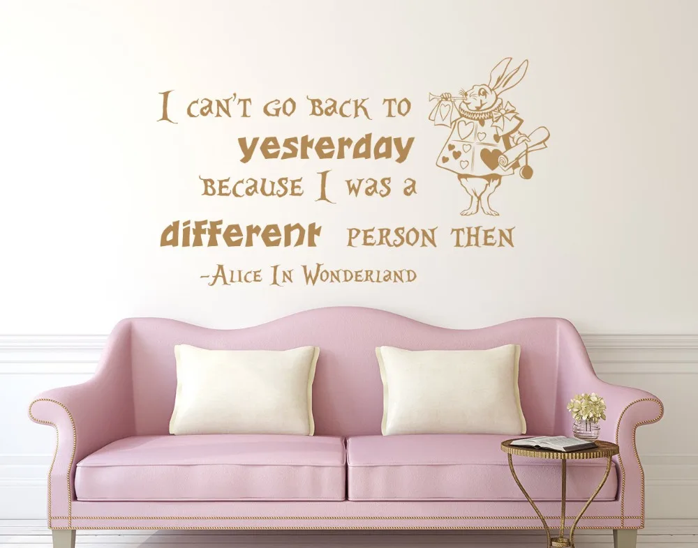 Us 6 12 28 Off Alice In Wonderland Quote Wall Decal Cat Popular Diy Kids Nursery Baby Bedroom Decor Mural Vinilos Art Cartoon Poster Ny 241 In Wall