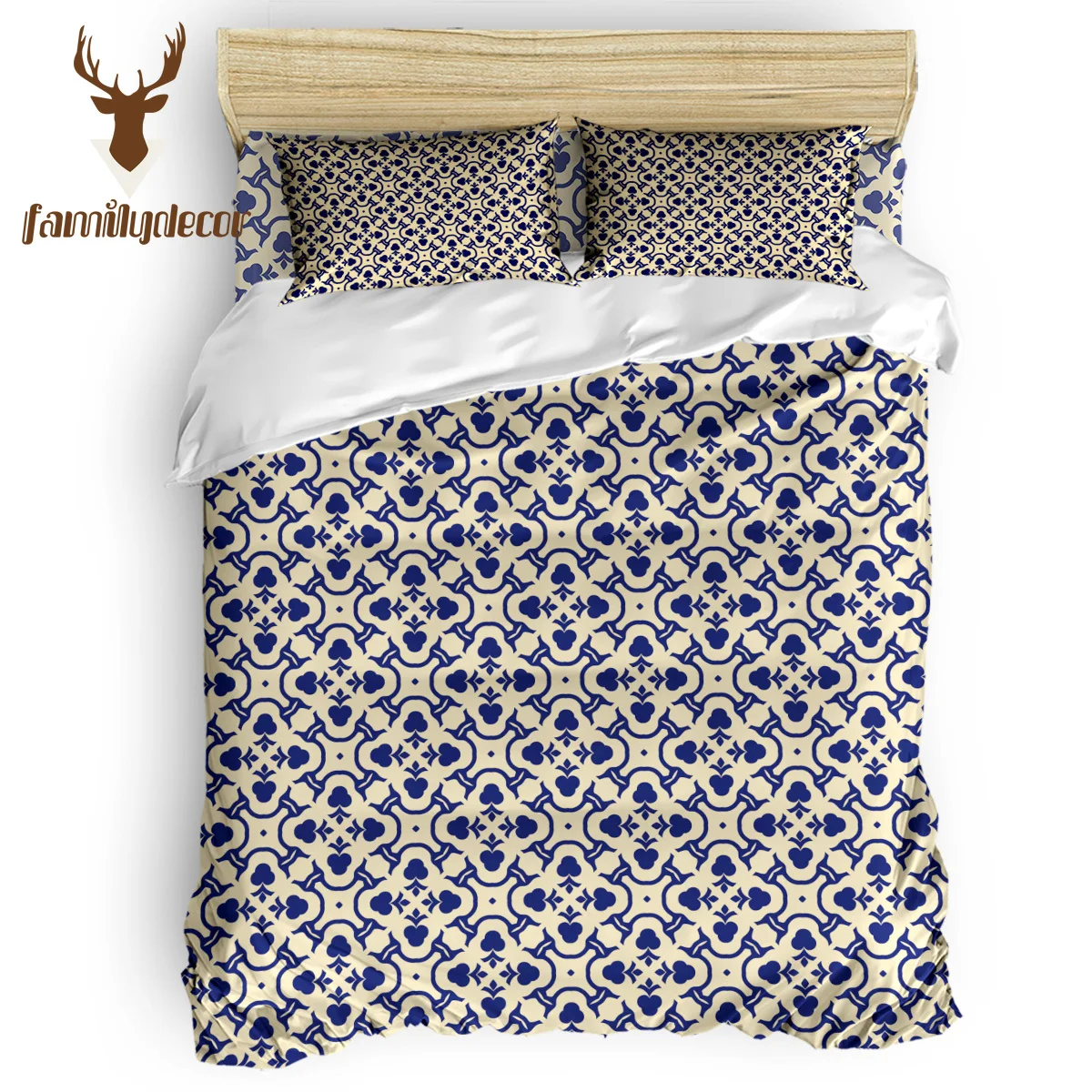 

FamilyDecor Retro Blue Patterns Bedding Set Luxury Comforter Bedding Sets 3D King Size Red Blue Cotton DHL Free Shipping