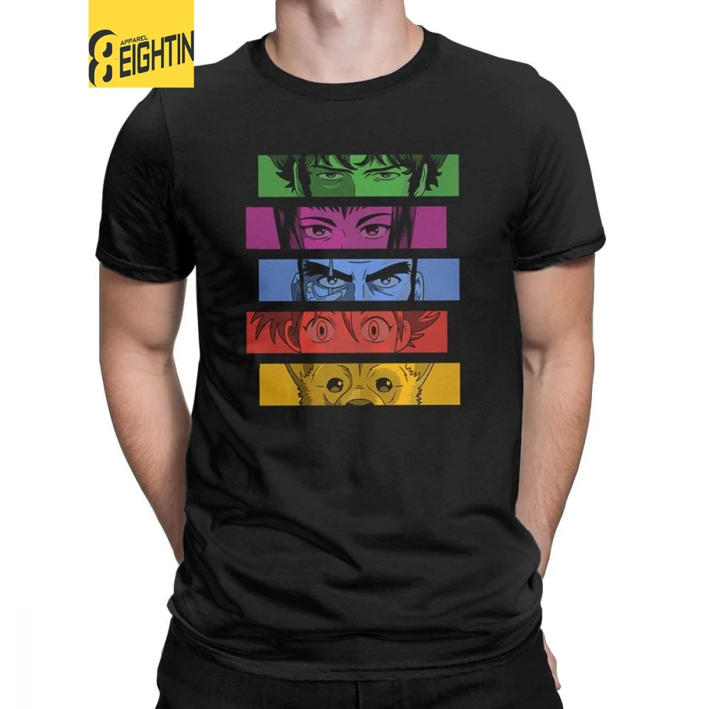 

Funny Cowboy Bebop Team T-Shirt for Men 100% Cotton T Shirt Anime Spike Japanese Manga Jet Faye Short Sleeve Tee Shirt Gift Idea