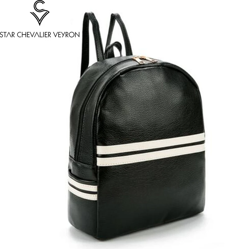 2017 The new striped decoration women backpacks Fashion trend women shoulder bags Popular elements school bags