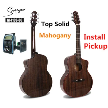 

Travel Guitar Acoustic Solid Mahogany Electric Steel-String 36 Inches Mini Guitarra 6 Strings Folk Pop Install Pickup High Gloss