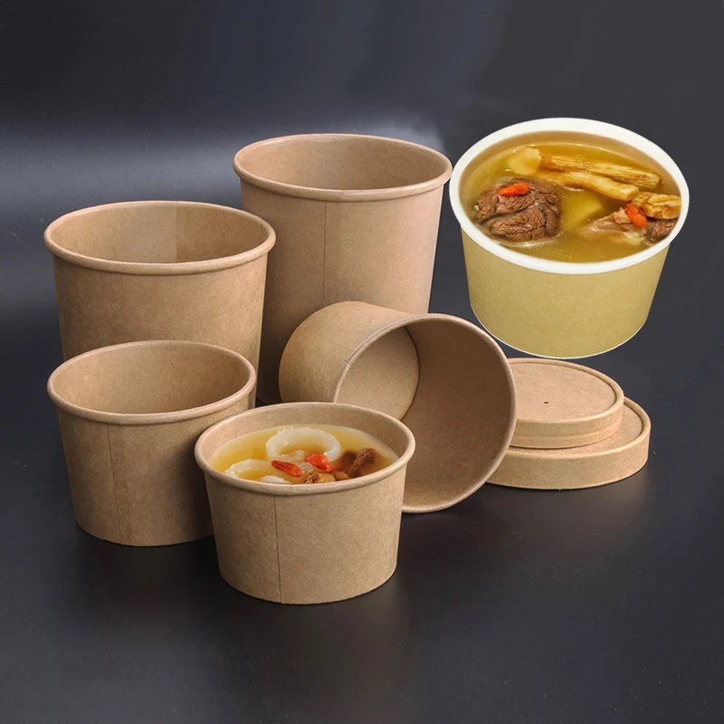 50 Buah/Bungkus Kapasitas Besar Sekali Pakai Kraft Paper Bowl dengan