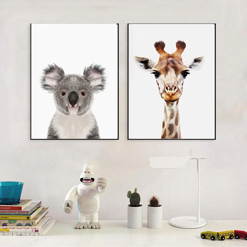 

Cow Giraffe Koala Panda Animal Potter Art Canvas Poster Print Wall Picture Modern Home Room Wall For Living Room Bedroom Decor
