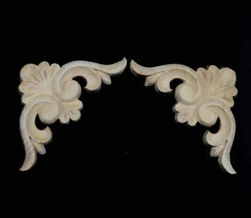 

8pcs 7.1x7.1x0.8cm Wood carving trim angle flowers flower applique Decal European solid wood furniture cabinets decorative