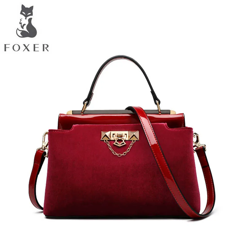 

FOXER luxury fashion velvet ladies handbag 2018 new velvet platinum bag tide shoulder fashion Messenger bag