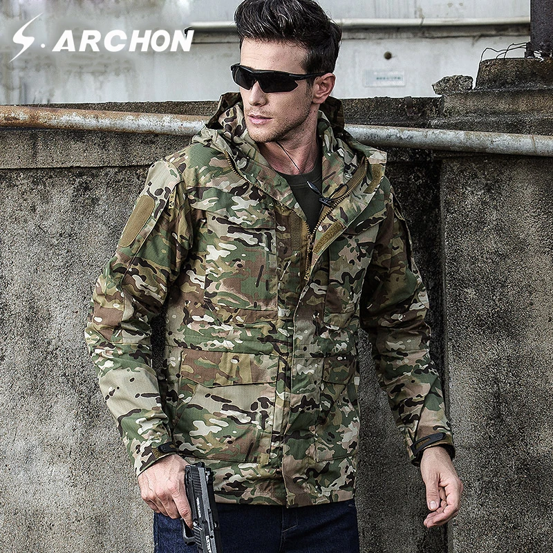 S. ARCHON M65 Herfst Winter Militaire Veld Jassen Mannen Hooded Waterdicht Winddicht Tactische Piloot Jas Mannelijke Camo Leger Kleding S. ARCHON M65 Herfst Winter Militaire Veld Jassen Mannen Hooded Waterdicht Winddicht Tactische Piloot Jas Mannelijke Camo Leger Kleding