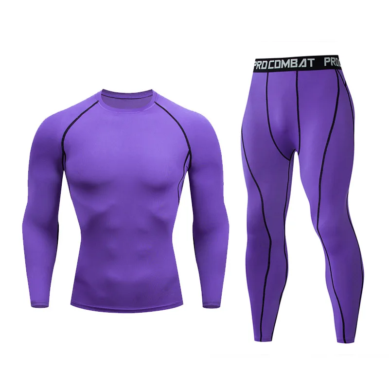 

Gym sports running suit compression T-shirt + tights long-sleeved fitness Rashguard MMA training clothes gym yoga clothes