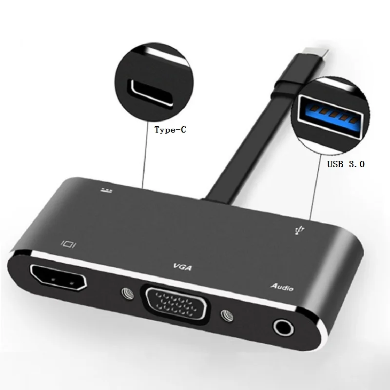 Тип-c к HDMI VGA 3 5 аудио адаптер USB-C конвертер кабель для ноутбука ТВ проектор