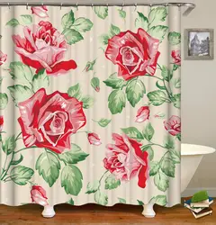 Цветок серии принт Водонепроницаемый душ занавеска из полиэстеровой ткани ванна Шторы Шторки для дома, ванной с 12 Крючки душ Шторы s