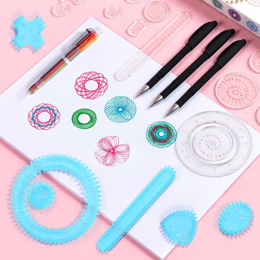 

Spirograph Drawing toys set 22PCS Interlocking Gears & Wheels Drawing Accessories,8pcs blue Spirograph Set Educational Toys
