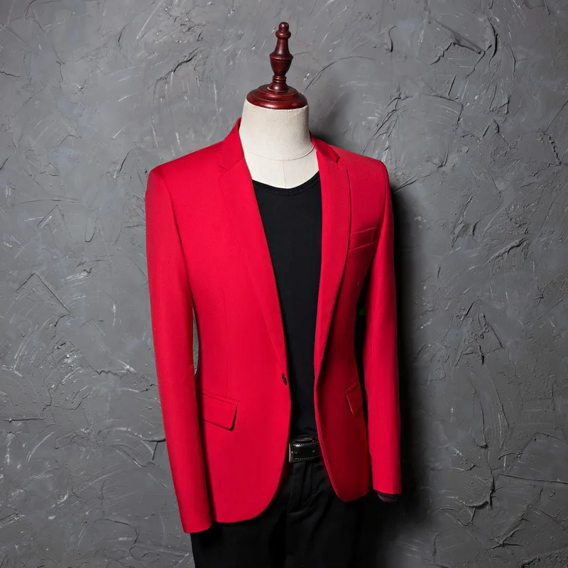 Повседневное красное платье Blzaer куртка для мужчин на одной пуговице с отворотом певица костюмы костюм Блейзер Обычная посадка сценическая одежда Jaquetas Ho для мужчин