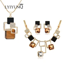 LYIYUNQ Европа и Америка геометрические Ювелирные наборы модные темпераментные ожерелья и кулоны и серьги для женщин комплект ювелирных изделий