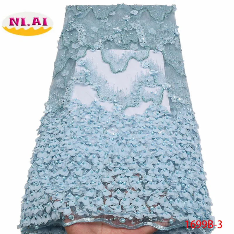 

2018 Latest Green French African 3D Lace Fabric High Quality African Embroidered Tulle Lace Fabric For Wedding Dress XY1699B-1