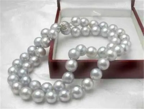 

Free shipping >>>>>New 9-10MM Gray Freshwater Cultured Pearl Necklace 17