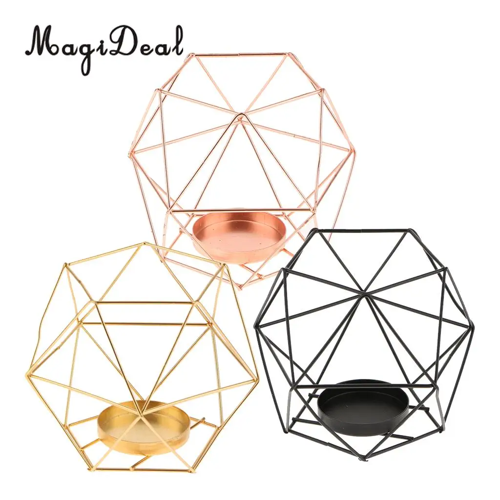 MagiDeal 2-set Geometric Polished Tealight Candle Holder Table Top Centerpiece Weddings Events Parties Decor
