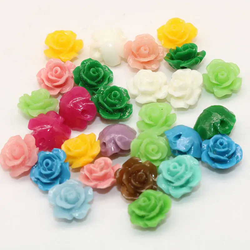 

10mm 20pcs Mixed Color Artificial Coral Rose Beads flowers Loose Bead Stone Manmade Charm for DIY beads Jewelry Making
