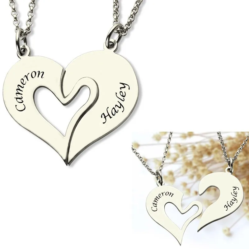 Custom Breakable Heart 2 Names Necklace 