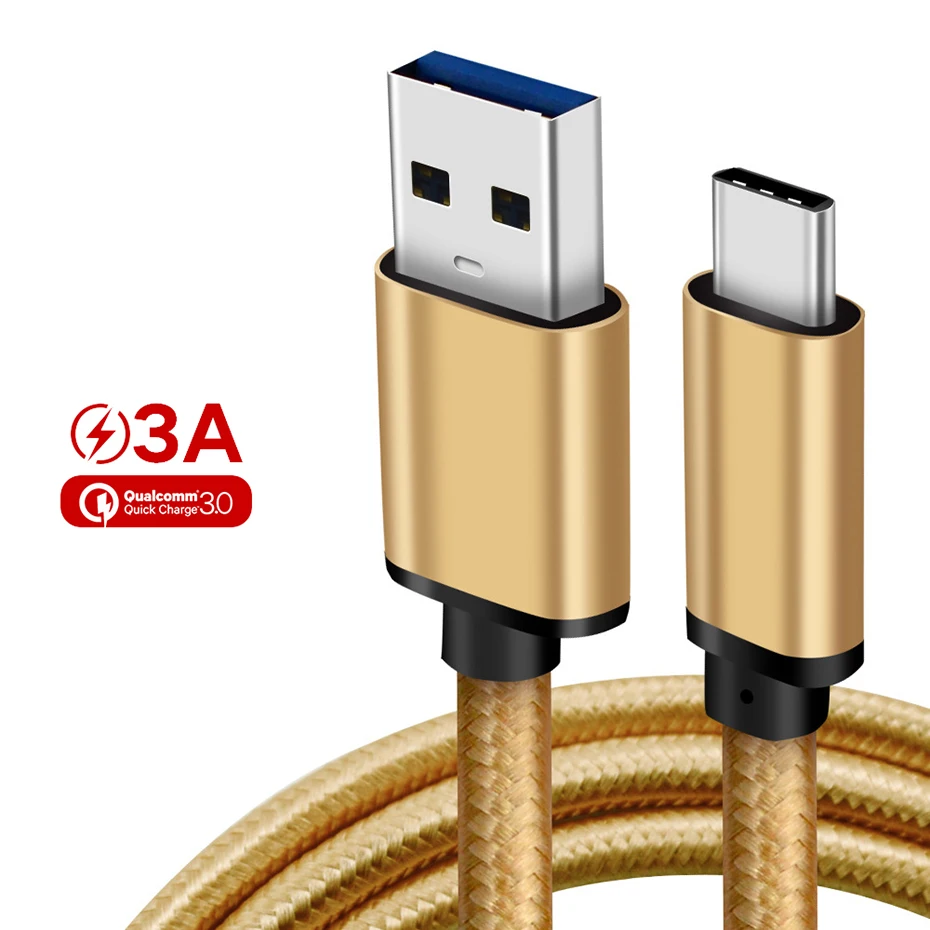 

Nylon USB 3.0 to Type C Cable for Samsung Galaxy Note 9 S9 S8 Fast Charging Data Cable for Xiaomi Mi6 Huawei Nexus 6P USB Type-C