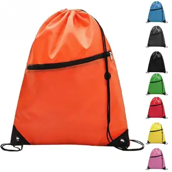 

Drawstring Bag Sports Gym Backpack Waterproof String Bundle Pocket Pouch with Zipper for Men Women Students Traveling Cycling