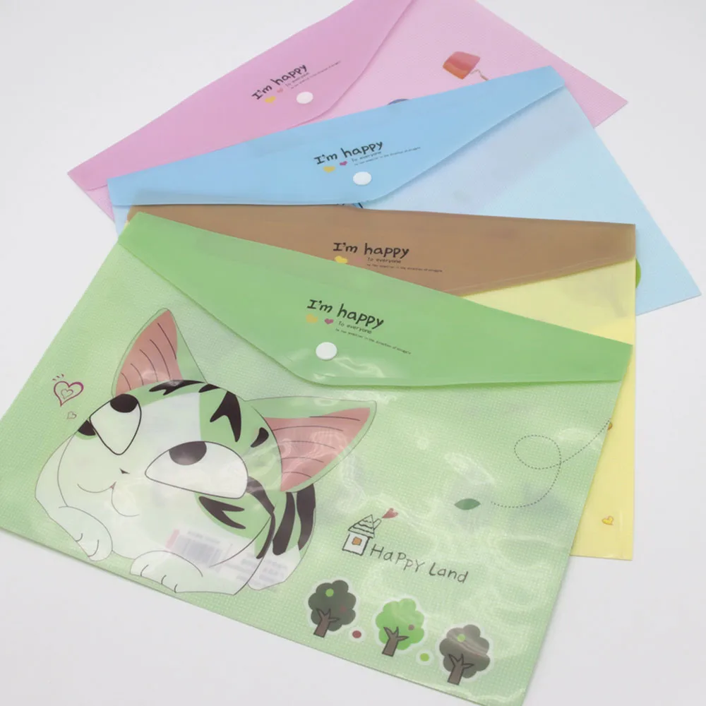 

1PC Korean Cute Cheese Cat File Bag Folder Document Filing Products Kawaii PVC A4 Stationery Bag Office School Supplies