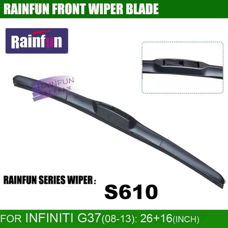 RAINFUN специальный автомобиль стеклоочистителя для INFINITI G37(08-13), 26+ 16 дюймов Автомобильный стеклоочиститель с высококачественной резиновой, 2 шт. в партии