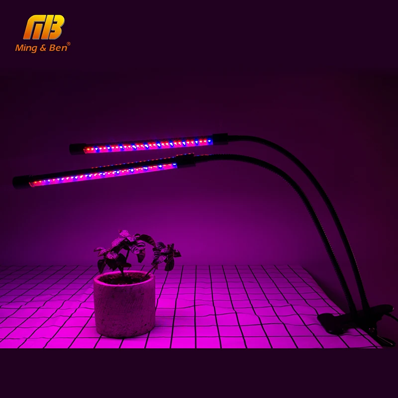 

USB Dimmable LED Grow Light 3Timing Modes Function 360Flexible Dual Head Lamp Full Spectrum for Plant Growing EU US Plug 85-265V