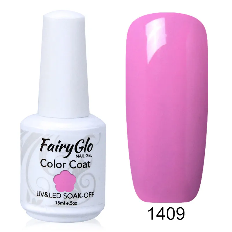 FairyGlo 15 мл УФ-гель для ногтей замачиваемый Чистый Цвет Гель-лак полуперманентный верхний базовый слой дизайн ногтей маникюр Гель-лак - Color: 1409