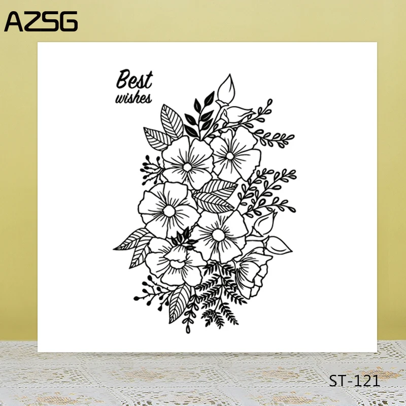 

AZSG Blooming flower group Clear Stamps For DIY Scrapbooking/Card Making/Album Decorative Silicon Stamp Crafts