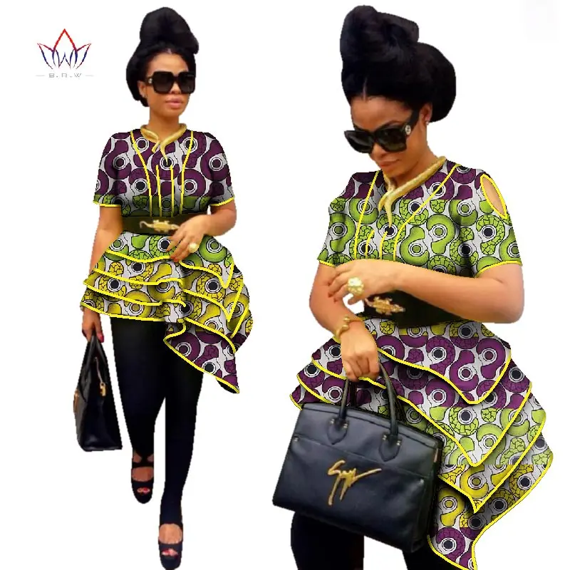 BRW Africa Style Women Modern Fashions Womens Tops Dashiki African Print Tops Shirt Plus Size M-6XL Women Clothing WY2576