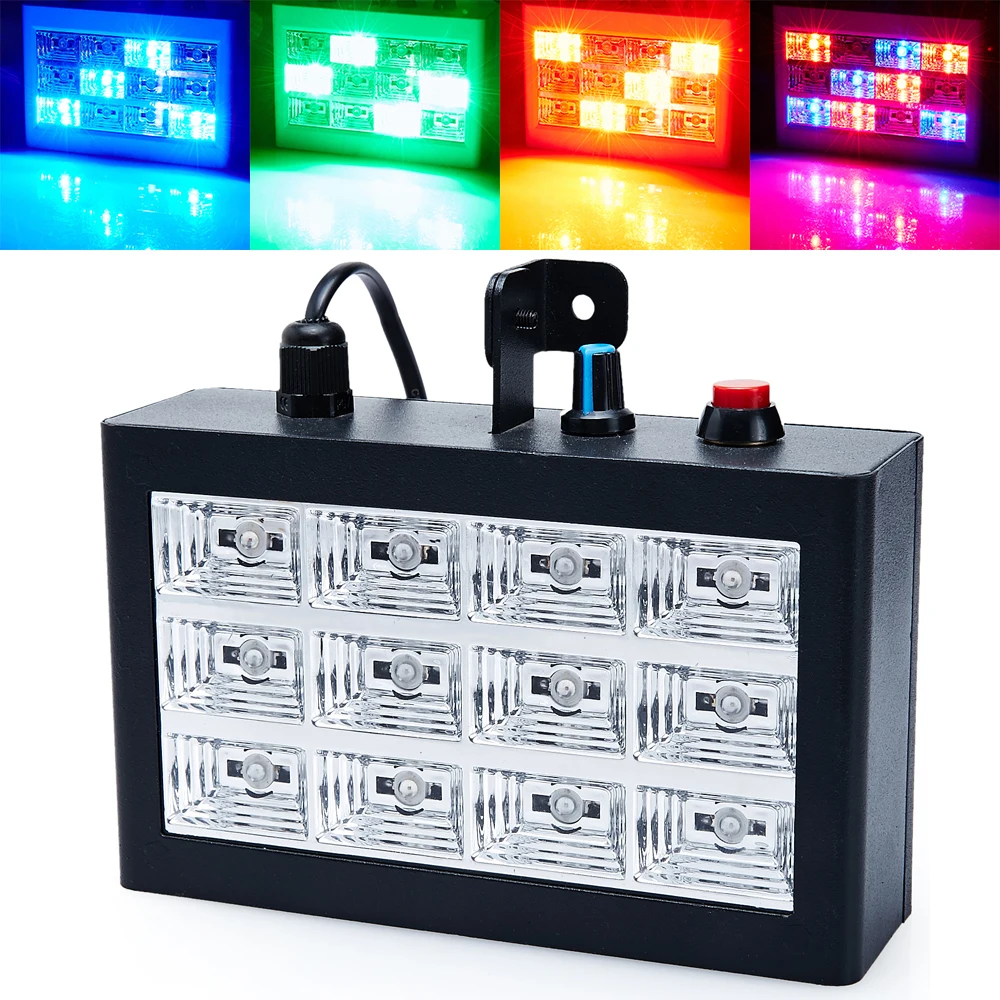 Auto and vioce Control 12RGB LED Stroboscope Disco Party DJ Strobe Grille Light Home Entertainment Music