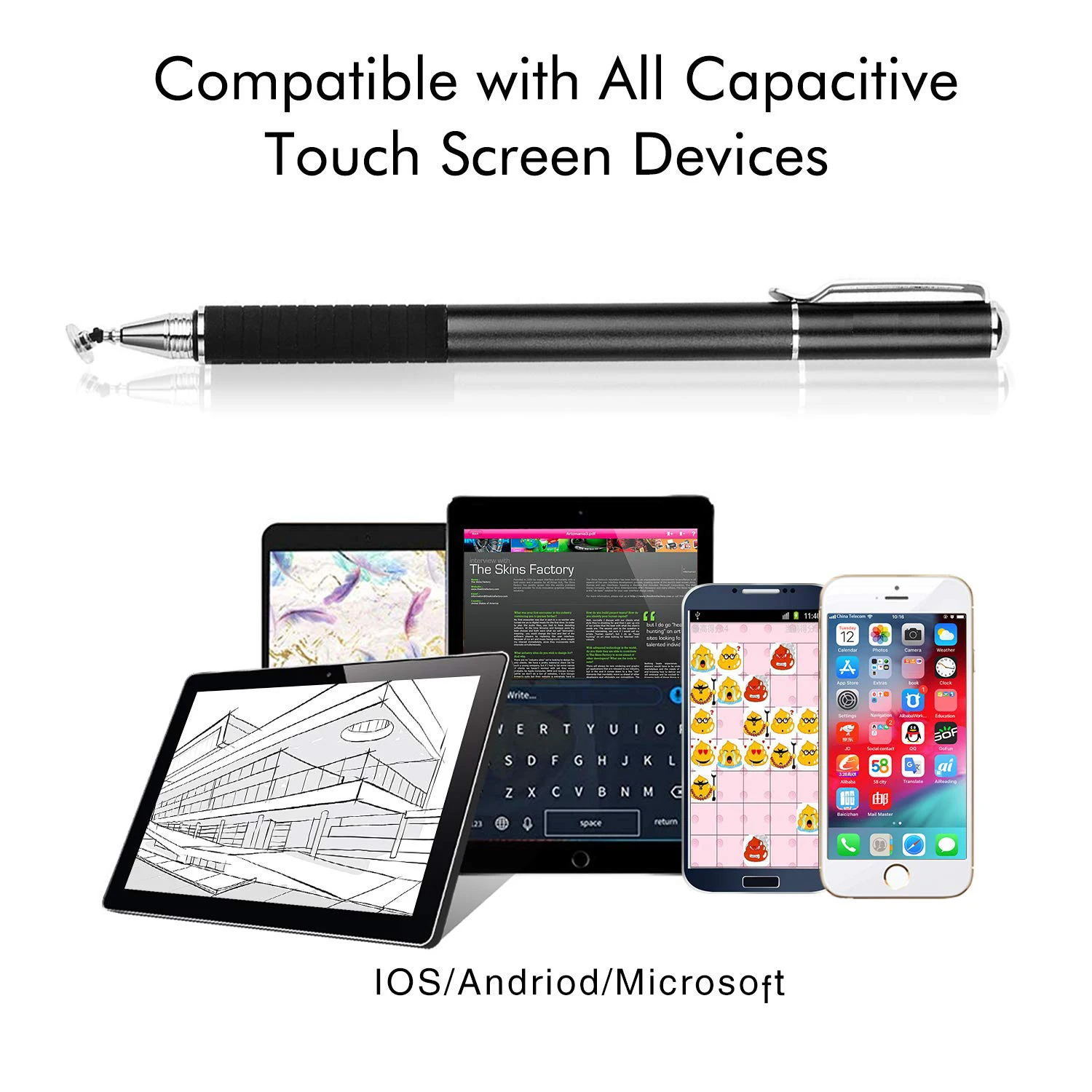 Caneta de Toque Canetas para Telas de Celulares 2 em Disco Fibra 1 Stylus Capacitive Touch Screen Capacitivo Tablets Laptops 2 Pçs - Set 6 1 Stylus Capacitive Touch Screen Caneta de