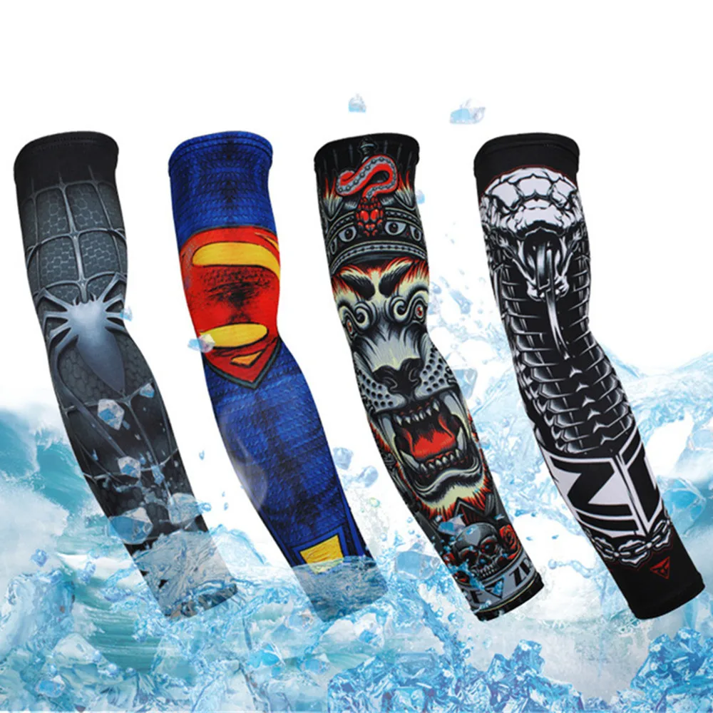 

1 Pair Summer Sunscreen Arm Sleeve Polyester Breathable Quick-dry Cuff with Pattern Printing for Bicycling Driving Running