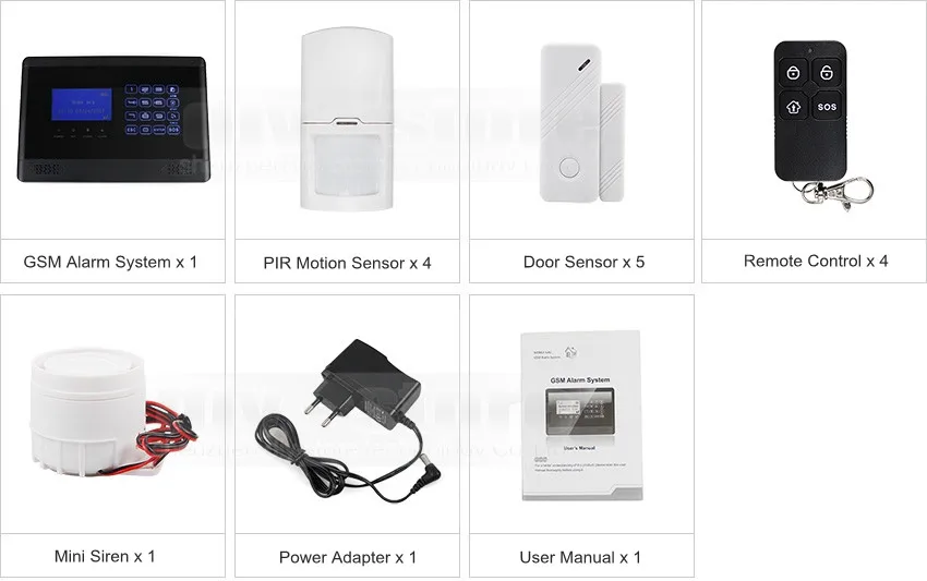 Diysecur Беспроводной и проводной GSM сигнализация дома + 5 двери Inturder датчик + 4 датчик движения + 4 дистанционный пульт