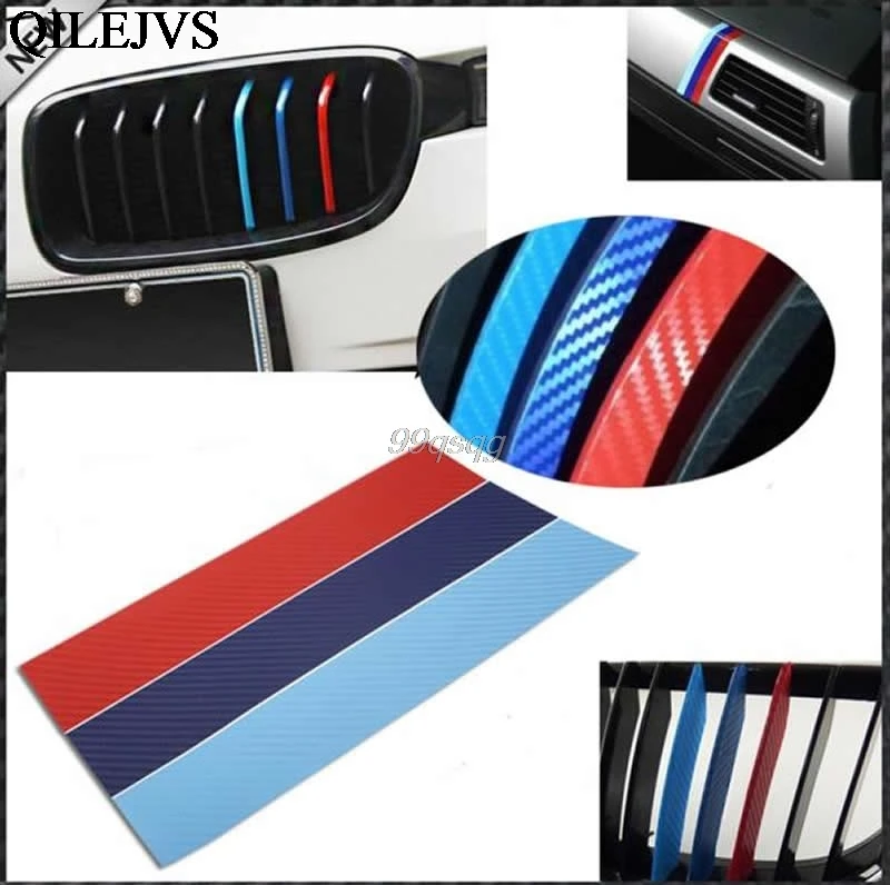 

4D Carbon Fiber M-Colored Stripe Decal Sticker For BMW Exterior or Interior Decoration Drop shipping