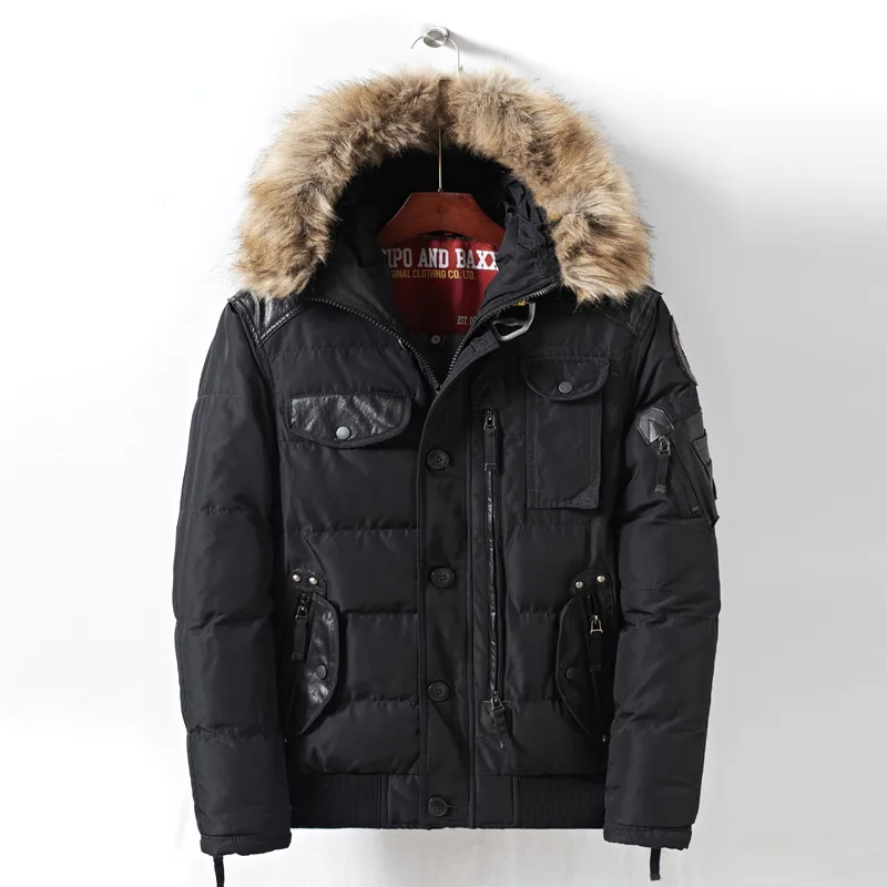 Зимняя куртка, брендовая одежда, натуральный мех, высокое качество, мужская куртка, толстая, теплая, с капюшоном, пальто, воротник, парки