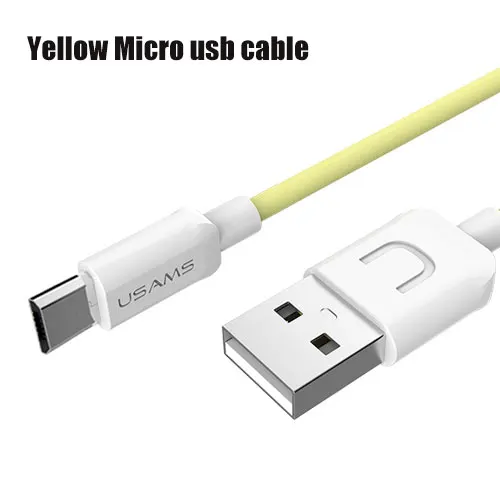Адаптер для мобильных телефонов USAMS кабель Micro USB для телефона Android быстрое зарядное устройство usb-кабель для samsung Xiaomi LG htc Microusb кабель для передачи данных - Цвет: yellow
