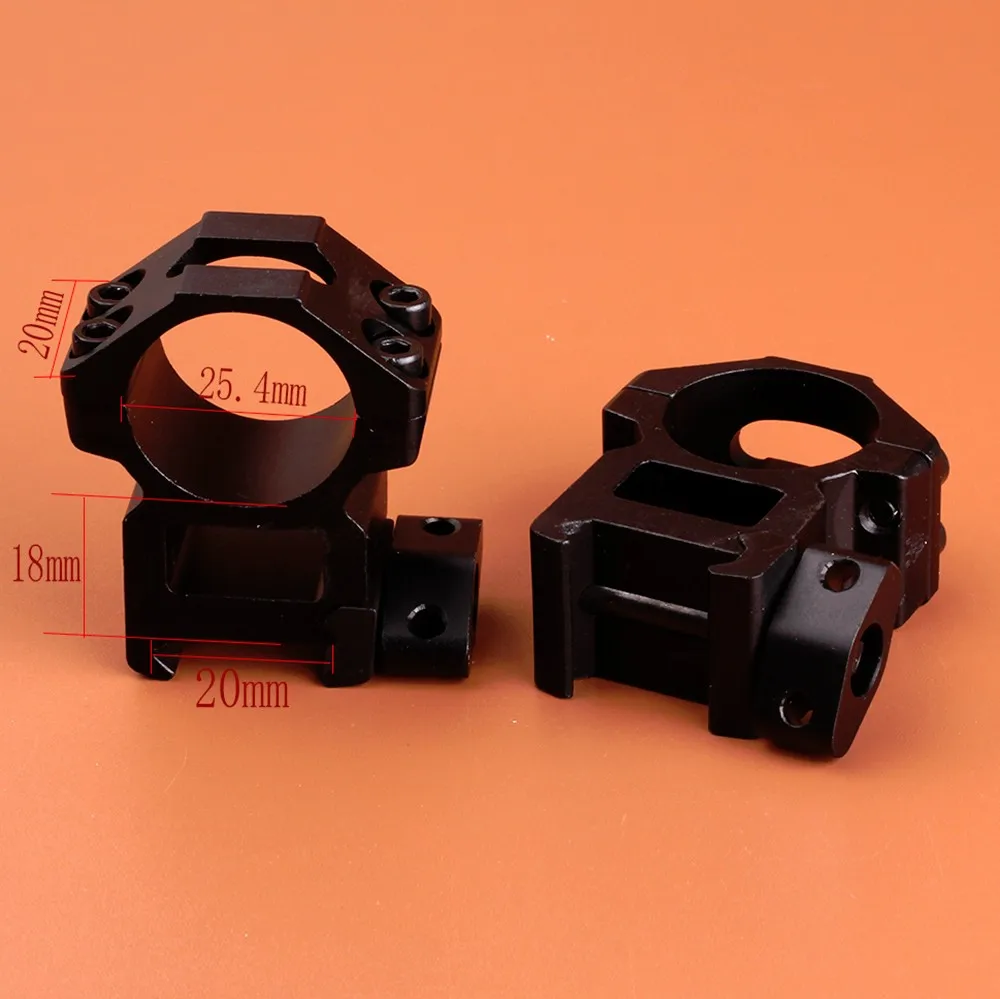 Hunting Accessories Tactical 25.4mm 1 Inch 2PCs High Profile Max Strength Picatinny Weaver Rifle Scope Mount Rings 20mm 1