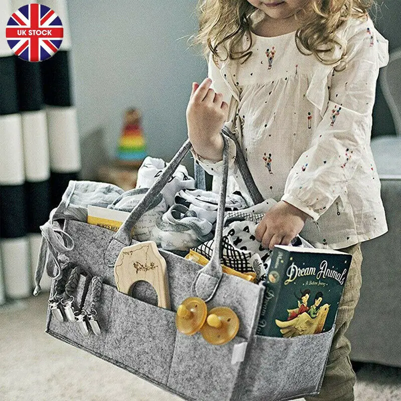 

2019 Newest Fashion Baby Diaper Bag Foldable Felt Storage Bags Diaper Caddy Newborn Nappy Bag HOT Sale