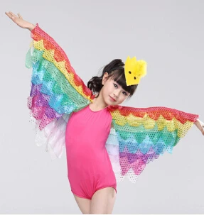 Новое поступление желтый ярко розовый синий большой Воробей Феникс Крылья девочки ребенок танец Лебедь балетный костюм синий детский костюм птицы - Цвет: Hot Pink