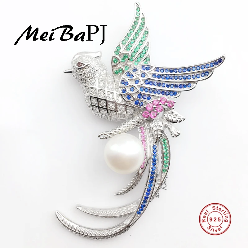 

[MeibaPJ]New Arrival Natural Pearl Phoenix Brooch S925 Solid Silver Corsage Ornaments Fine Workmanship Jewelry For women's Gift
